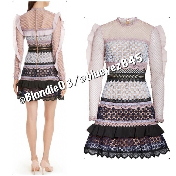 Self-Portrait “Bellis” lace trim dress with frilled sleeves US10/UK6 - Picture 2 of 5